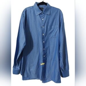 Blue John W. Nordstrom‎ 100% Egyptian Cotton Button down 17 1/2 38 traditional